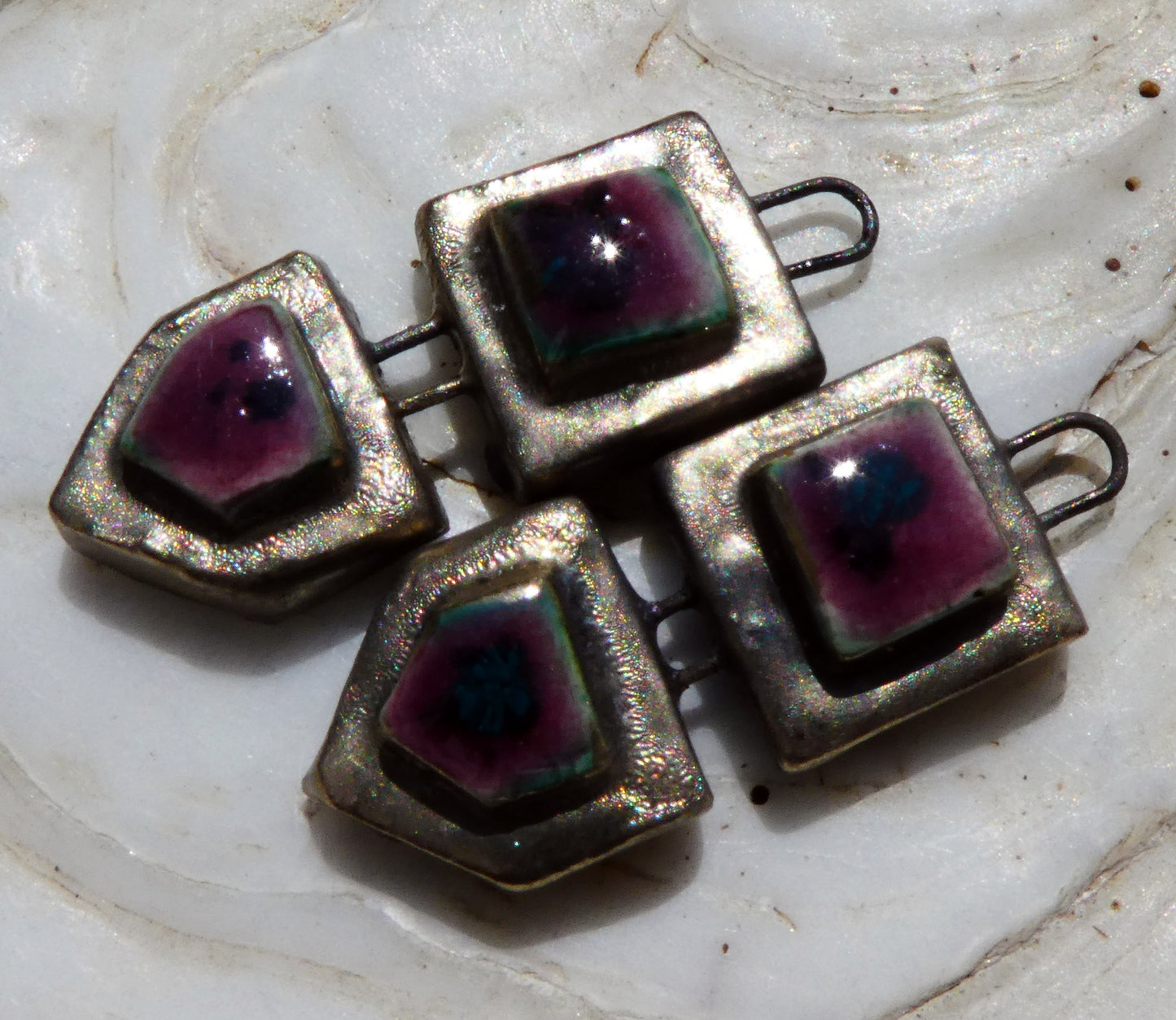 Ceramic Moulded Mixed Shape Charms -Peppered Raspberry