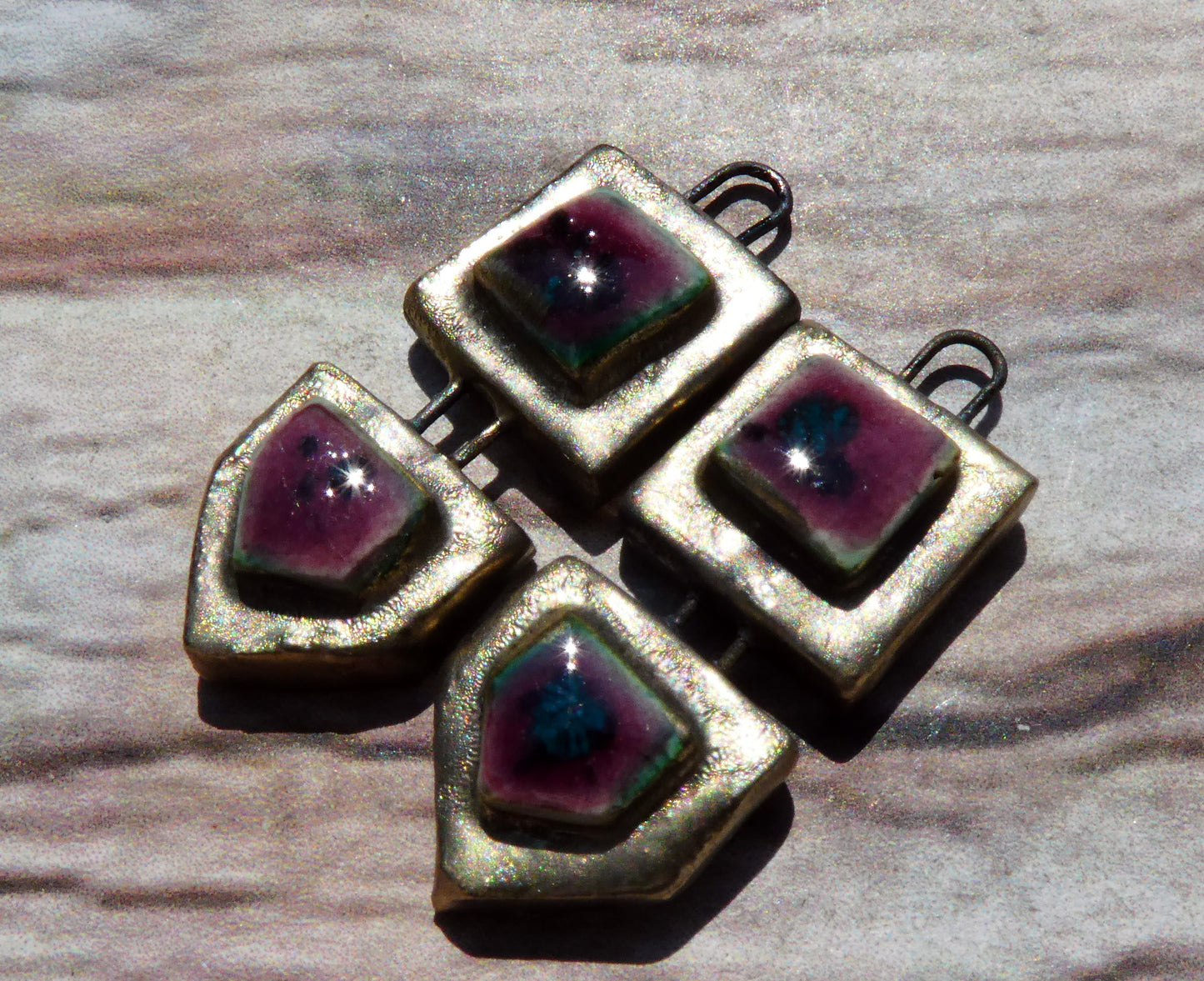 Ceramic Moulded Mixed Shape Charms -Peppered Raspberry