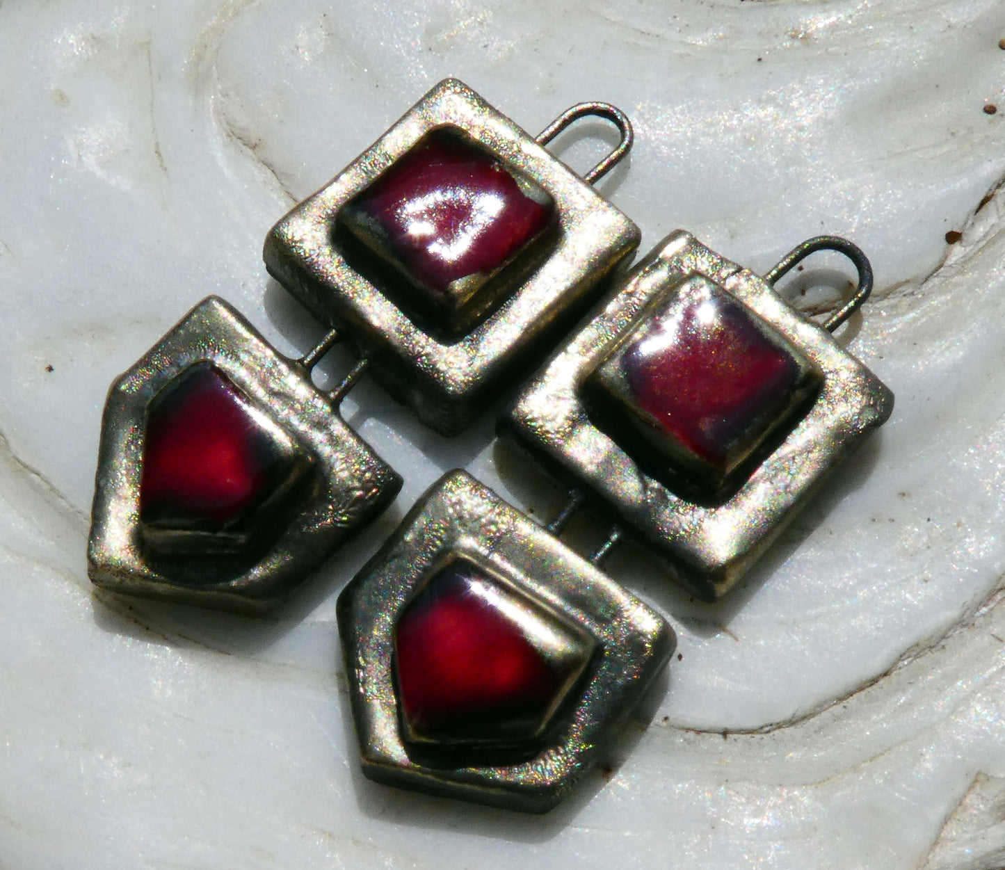 Ceramic Moulded Mixed Shape Charms -Red