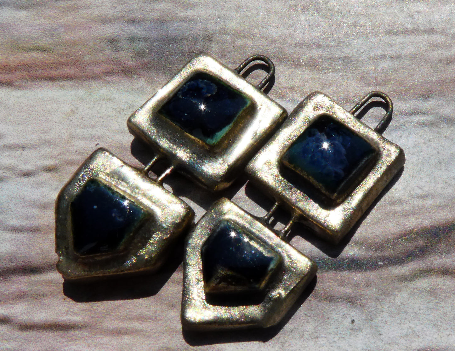 Ceramic Moulded Mixed Shape Charms -Obsidian