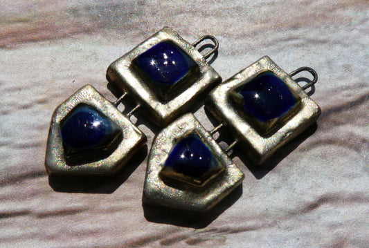 Ceramic Moulded Mixed Shape Charms -Mirror Blue