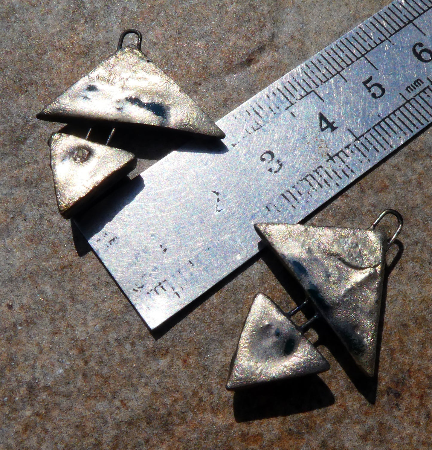 Ceramic Moulded Double Triangle Charms -Granada