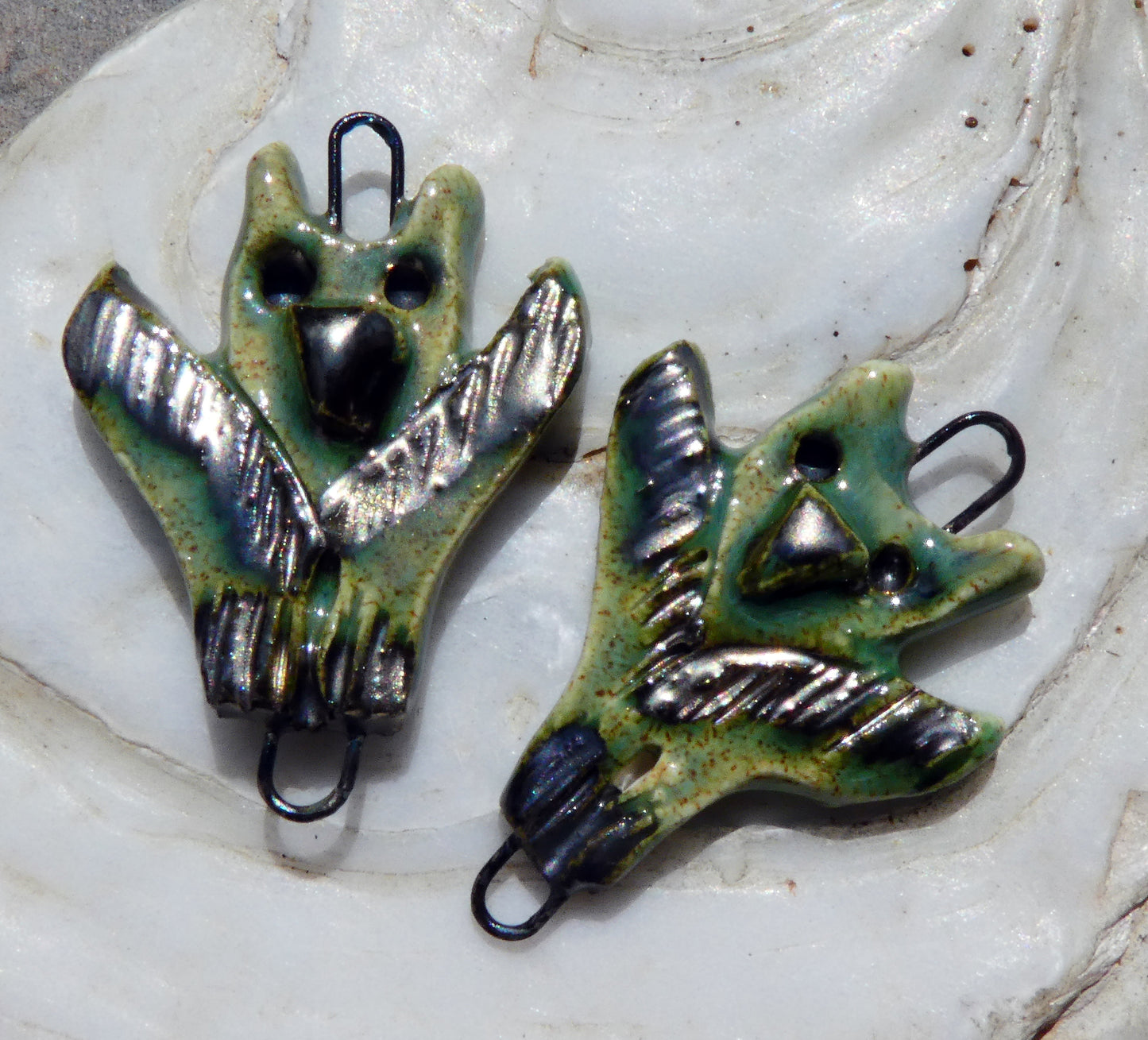 Ceramic Bird Goddess Connectors - Provence