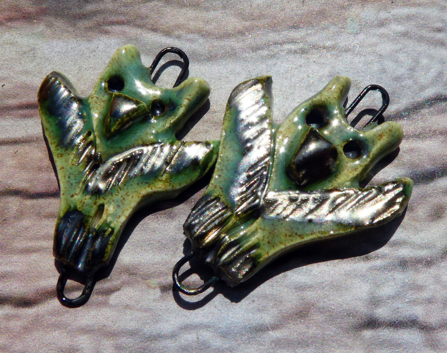 Ceramic Bird Goddess Connectors - Provence