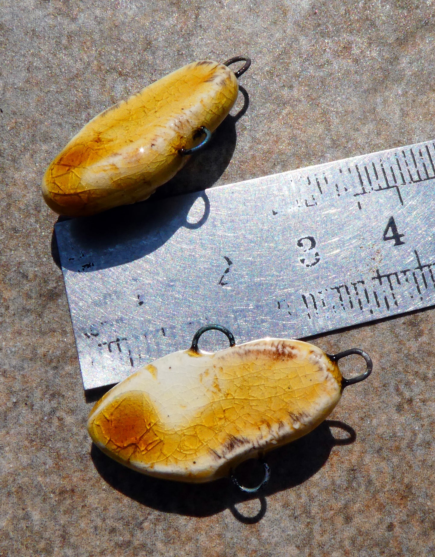 Ceramic Bird Goddess Connectors - Cognac