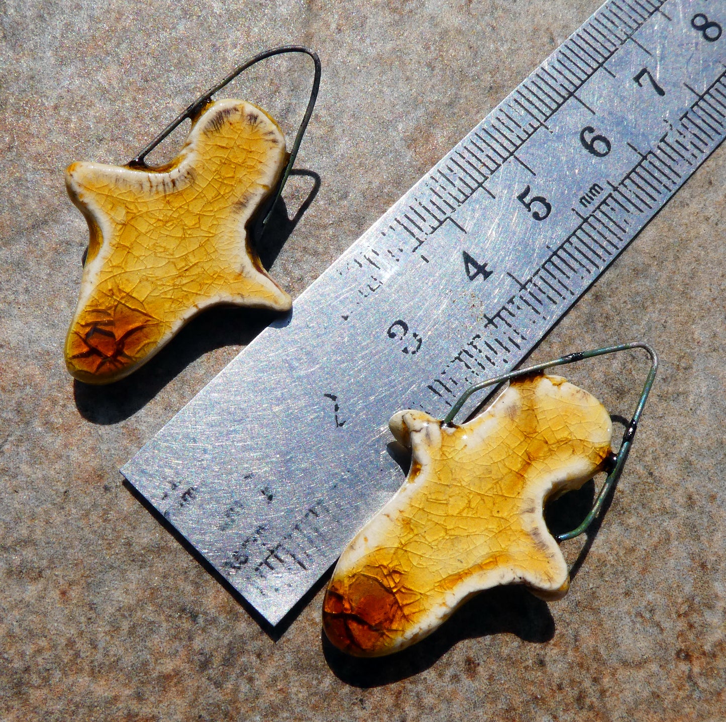 Ceramic Bird Goddess Connectors - Cognac