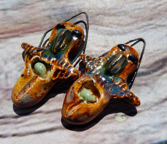 Ceramic Bird Goddess Connectors - Amber Ash
