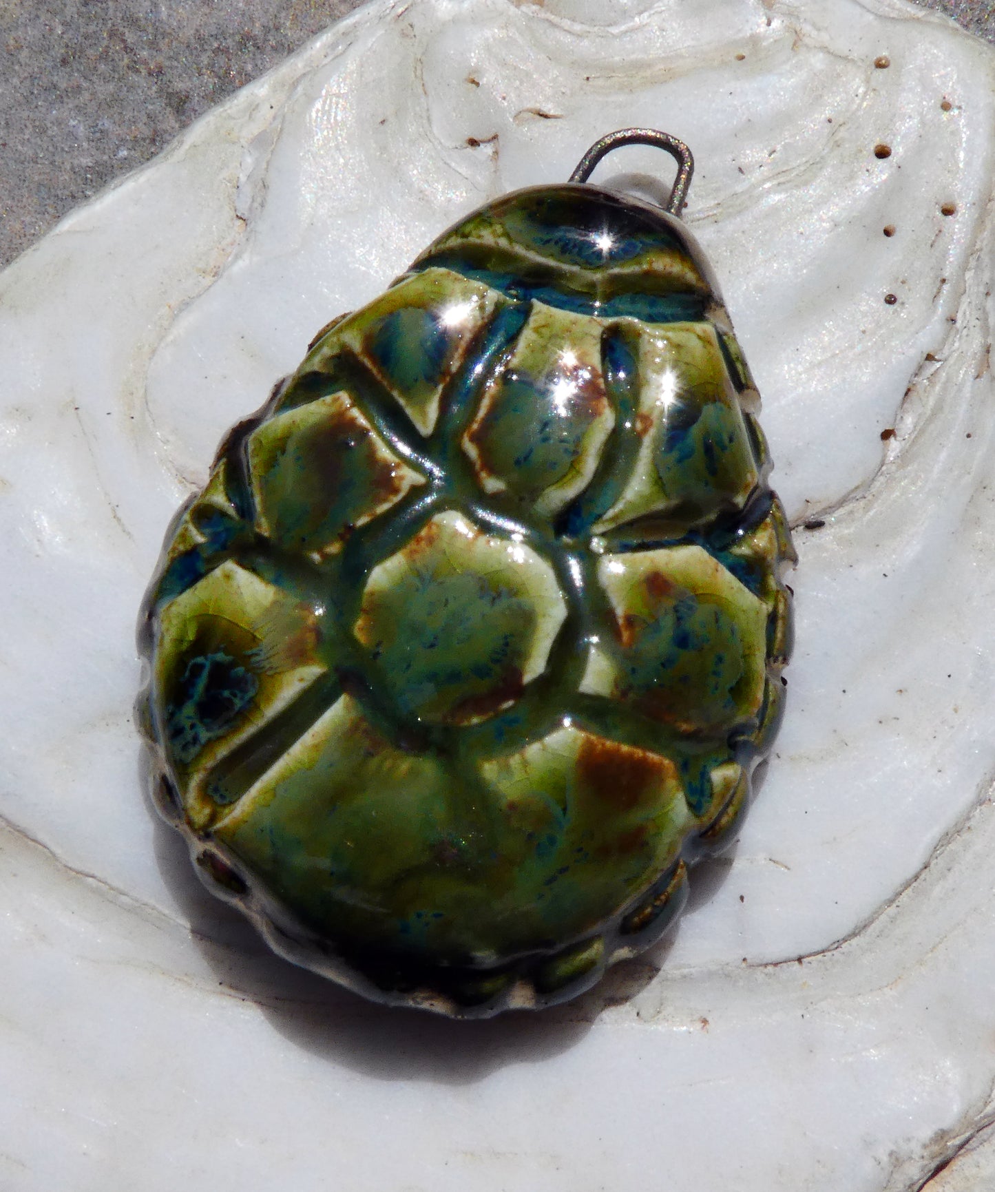 Ceramic Turtle Shell Pendant - Pagoda