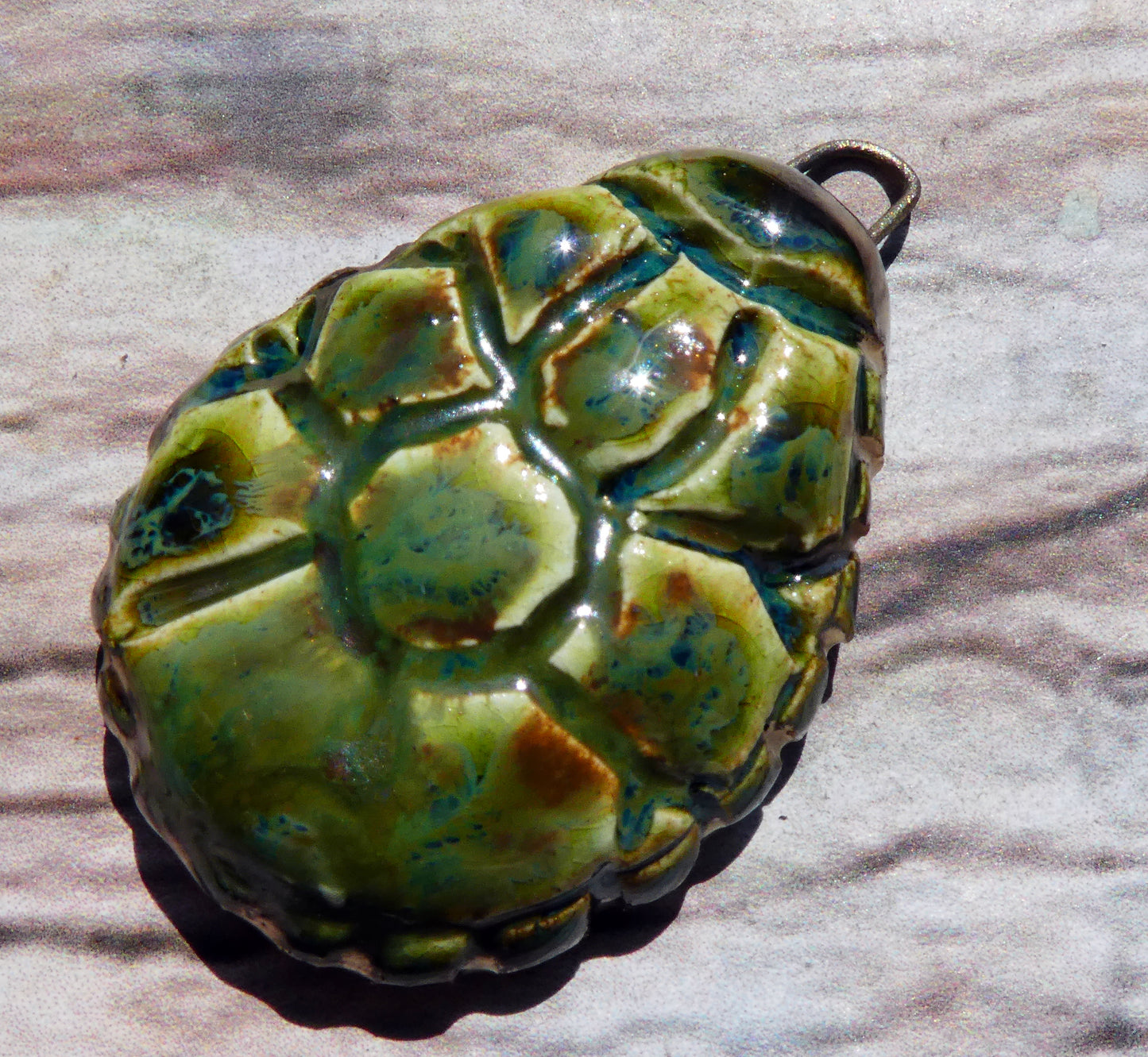 Ceramic Turtle Shell Pendant - Pagoda