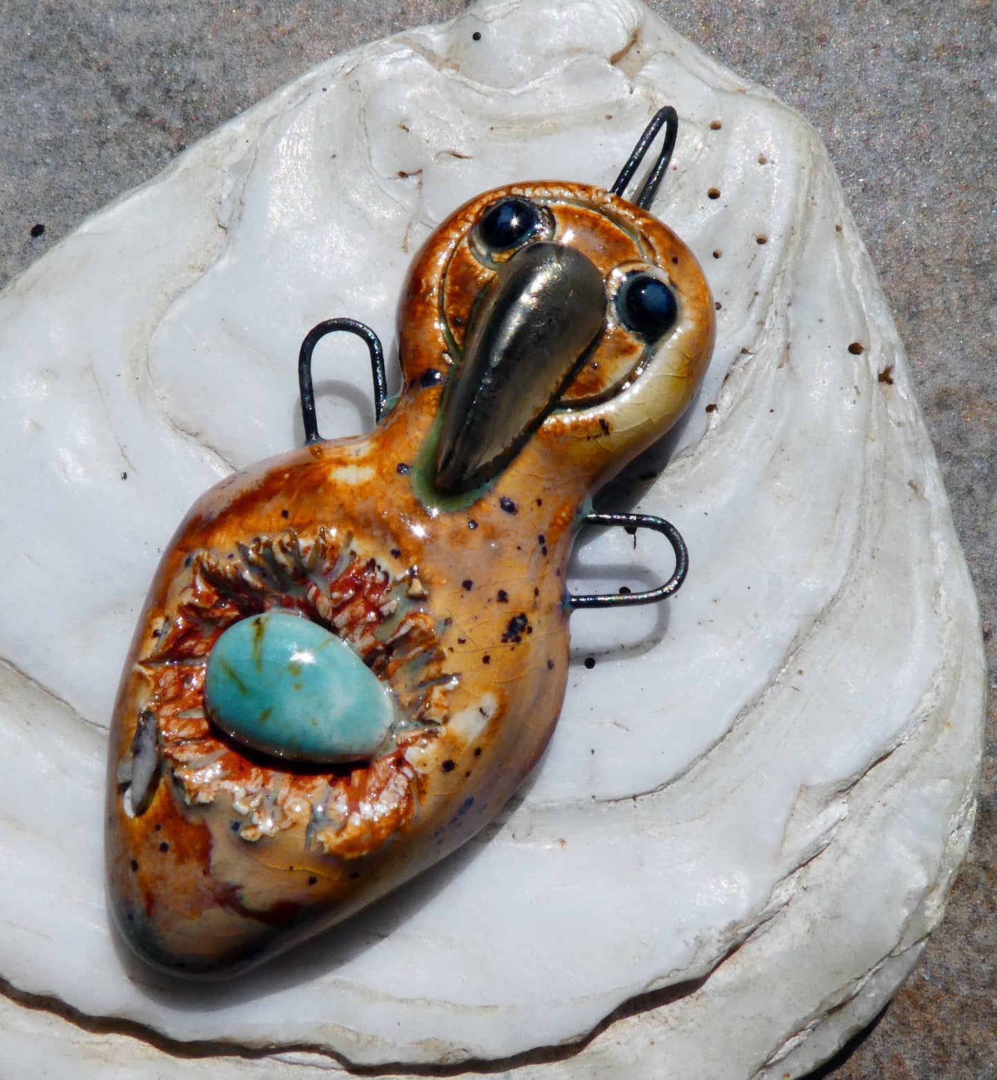 Ceramic Bird Goddess Pendant #1