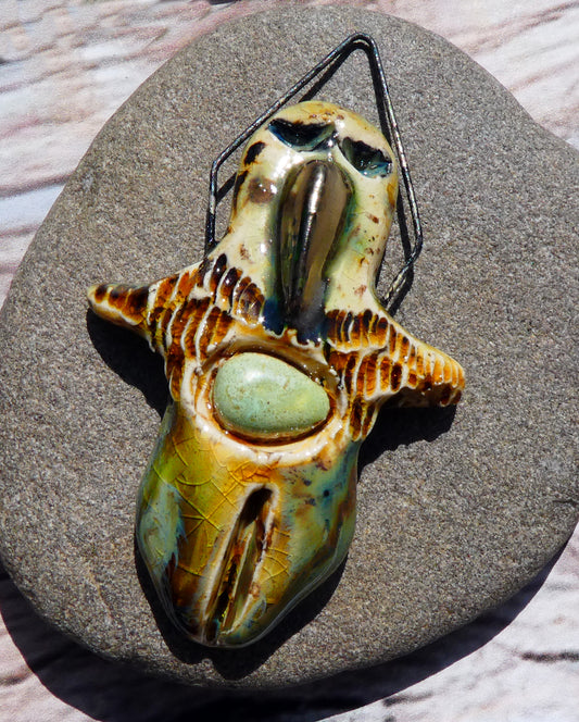 Ceramic Bird Goddess Pendant #2