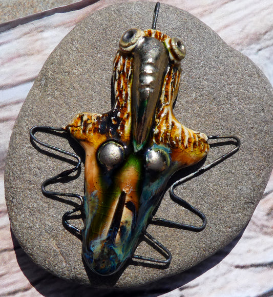 Ceramic Bird Goddess Pendant #3