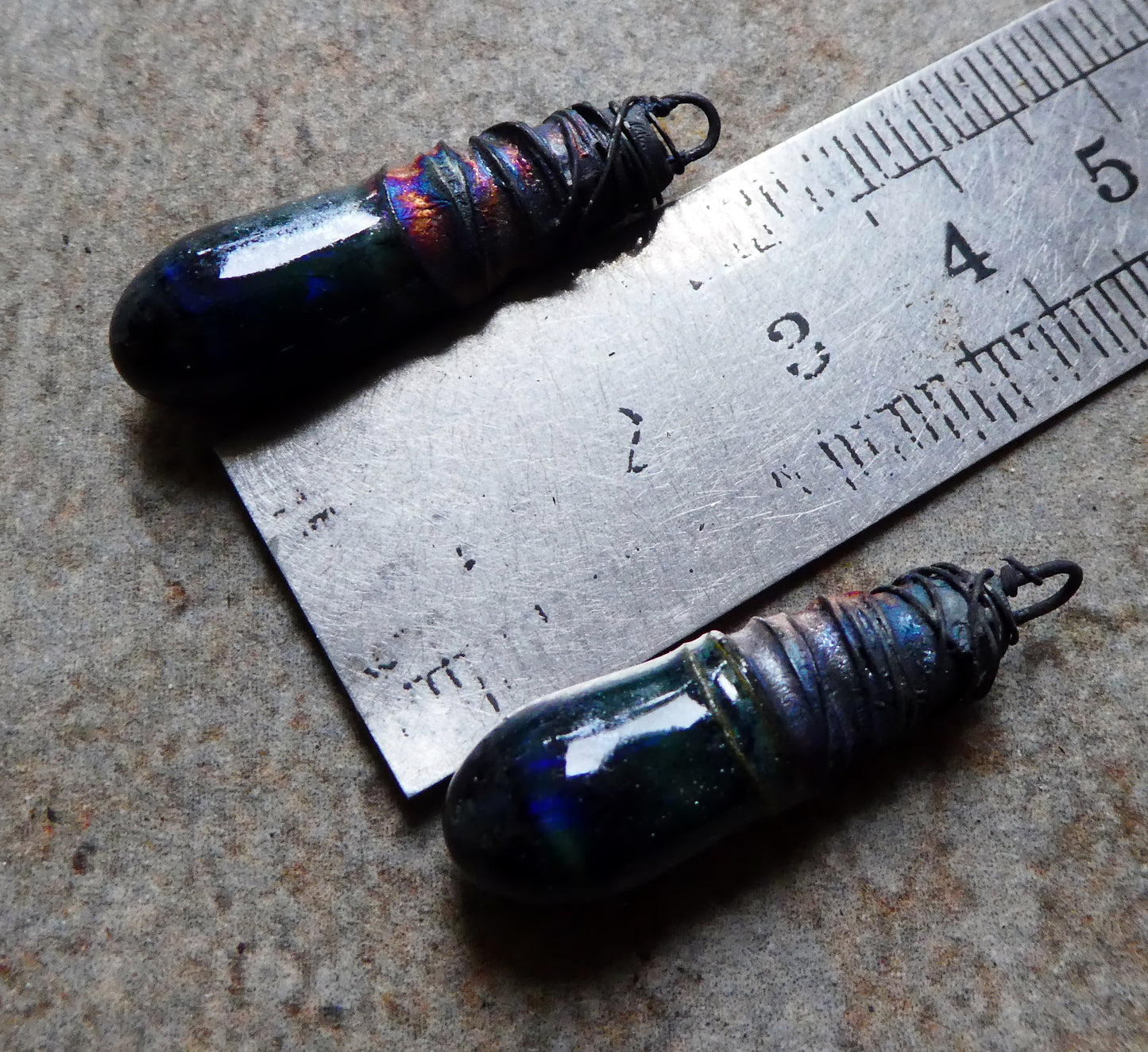 Ceramic Wire Wrapped Baton Charms -Granada