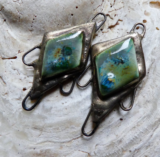 Ceramic Moulded Diamond Connectors-Mountain Moss