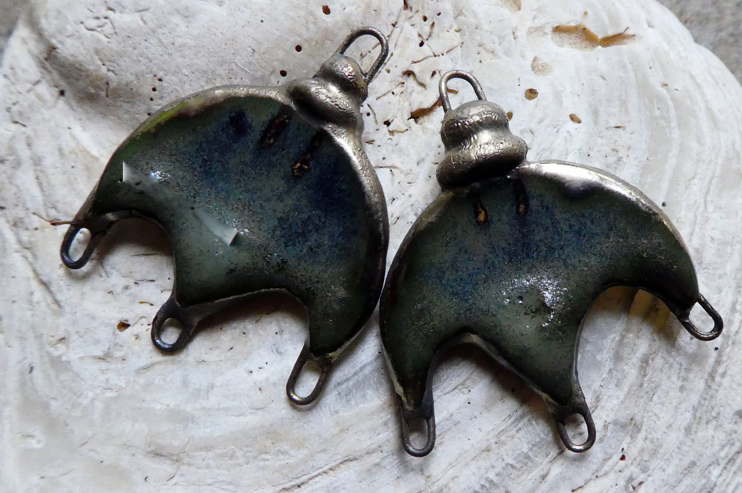 Ceramic Chandelier Earring Connectors - Blue Grotto