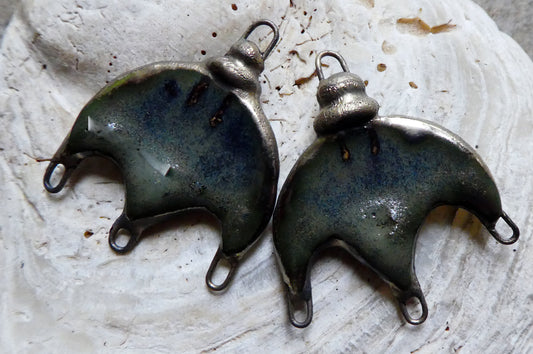 Ceramic Chandelier Earring Connectors - Blue Grotto