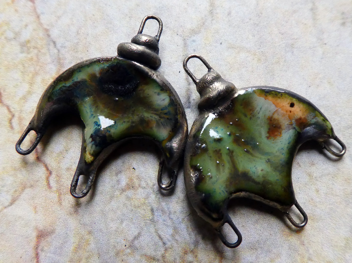 Ceramic Chandelier Earring Connectors -Oriental Caramel