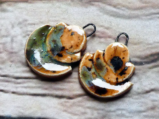 Ceramic Stacked Semi Circle Charms -Oriental Caramel