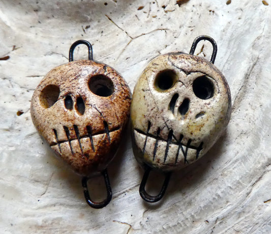 Ceramic Skull Earring Connectors - Matte