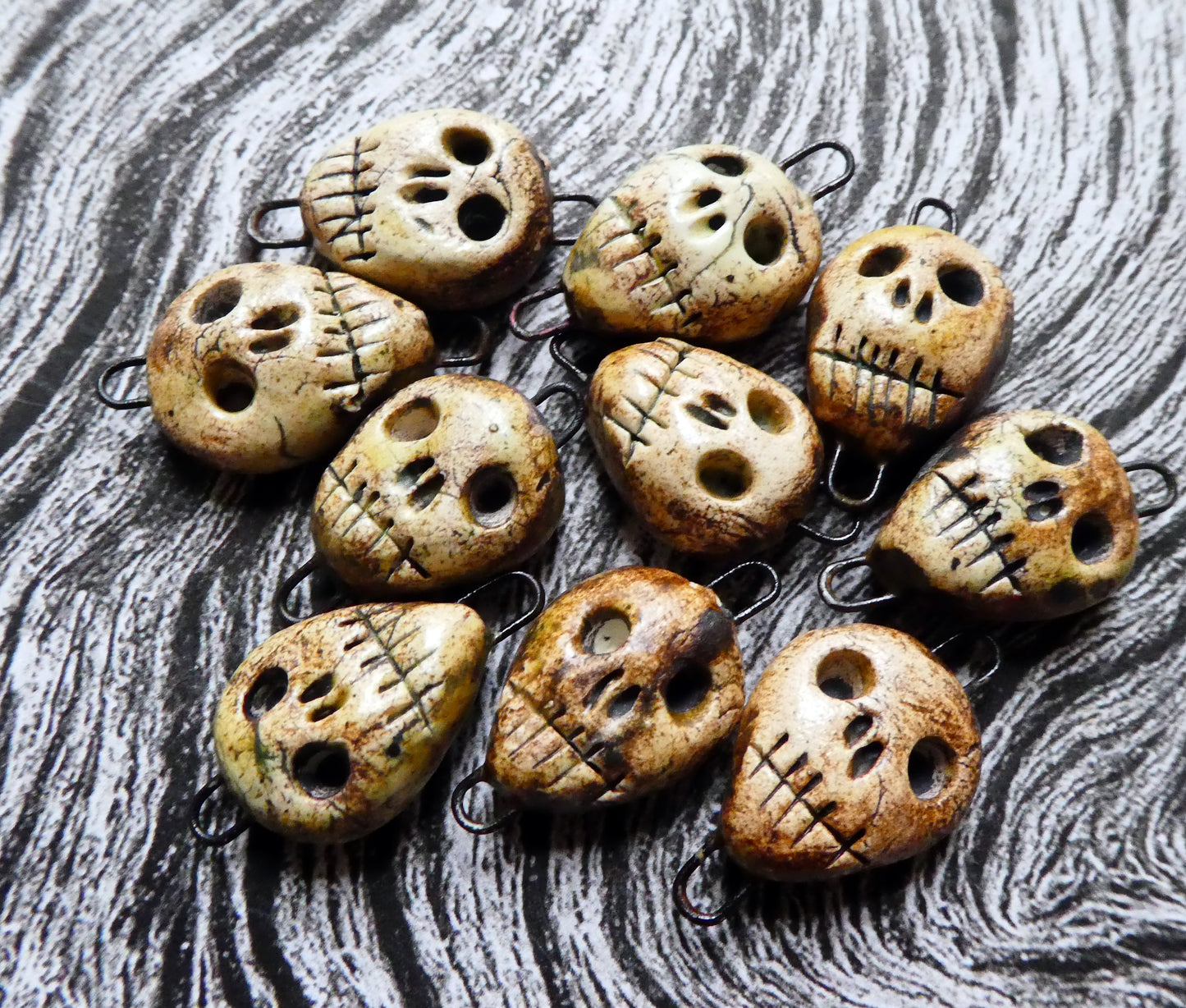 Ceramic Skull Earring Connectors - Matte