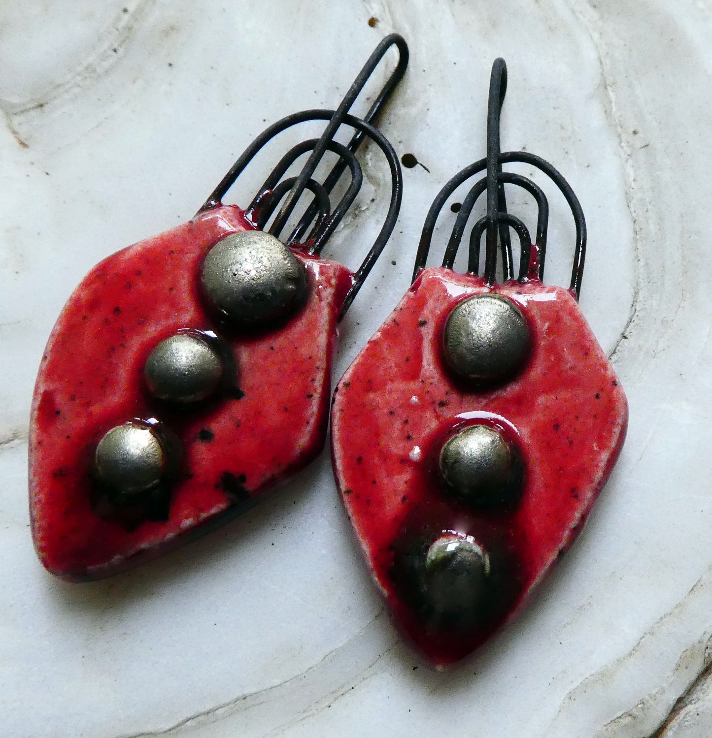 Ceramic Multi Hoop Pointed Charms -Ladybug