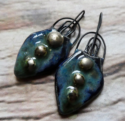 Ceramic Multi Hoop Pointed Charms -Obsidian