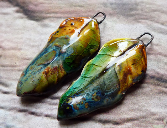 Ceramic Super Slim Autumn Leaf Charms #6