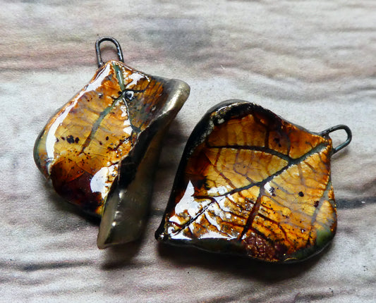 Ceramic Super Slim Autumn Leaf Charms #7