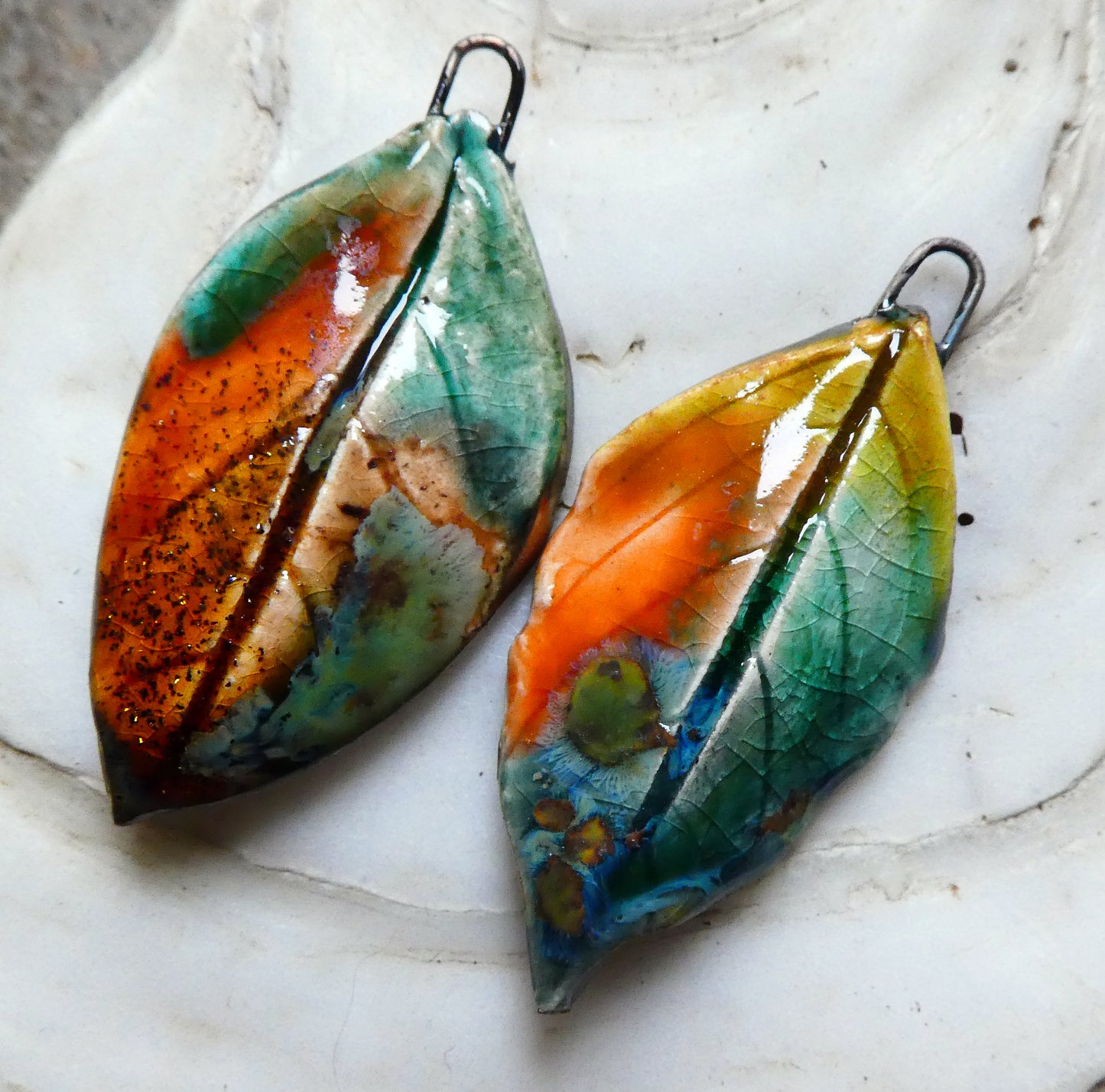 Ceramic Super Slim Autumn Leaf Charms #10