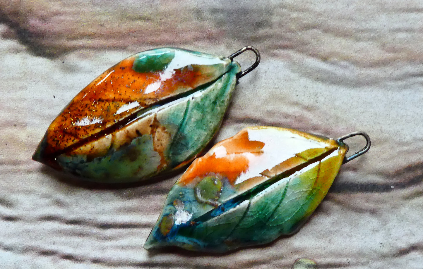Ceramic Super Slim Autumn Leaf Charms #10