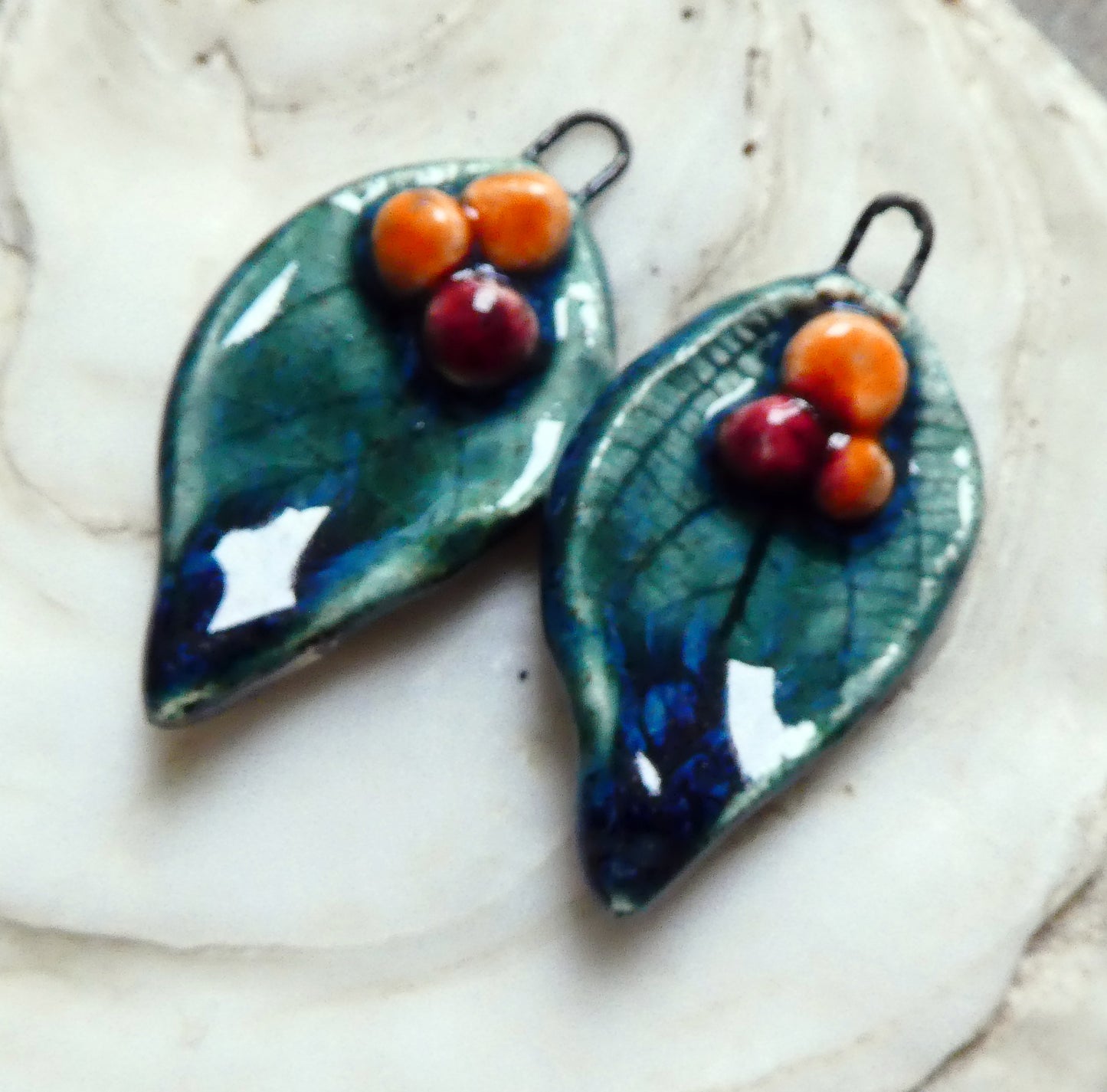 Ceramic Autumn Leaf and Berries Charms -Bora Bora