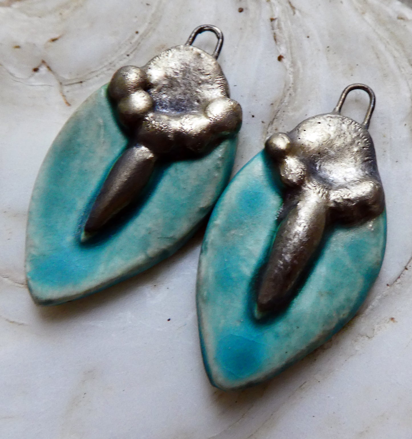 Ceramic Decorative Pointy Charms - Antique Turquoise