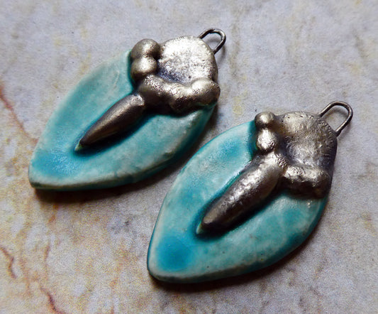 Ceramic Decorative Pointy Charms - Antique Turquoise