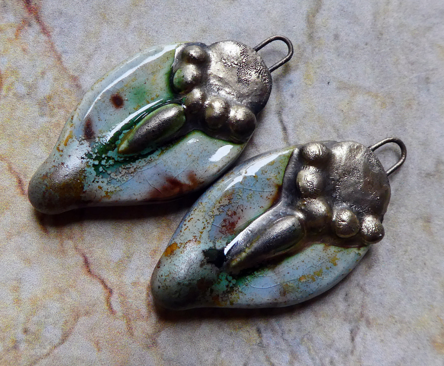 Ceramic Decorative Pointy Charms - Spotted Malachite