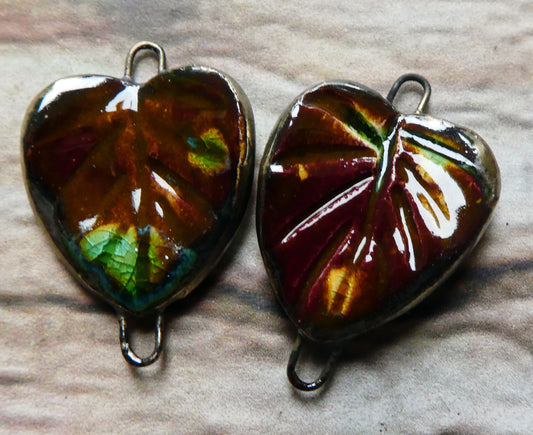 Ceramic Heart Shaped Leaf Connectors - Murano