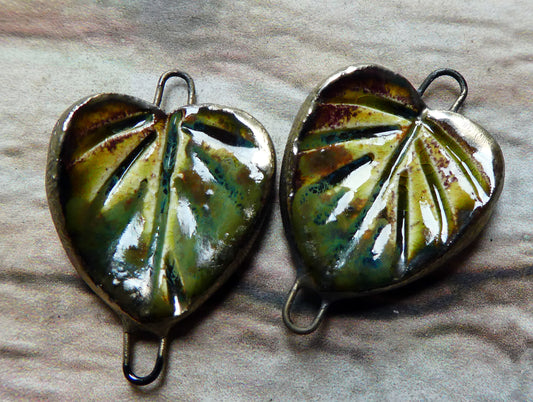 Ceramic Heart Shaped Leaf Connectors - Pagoda