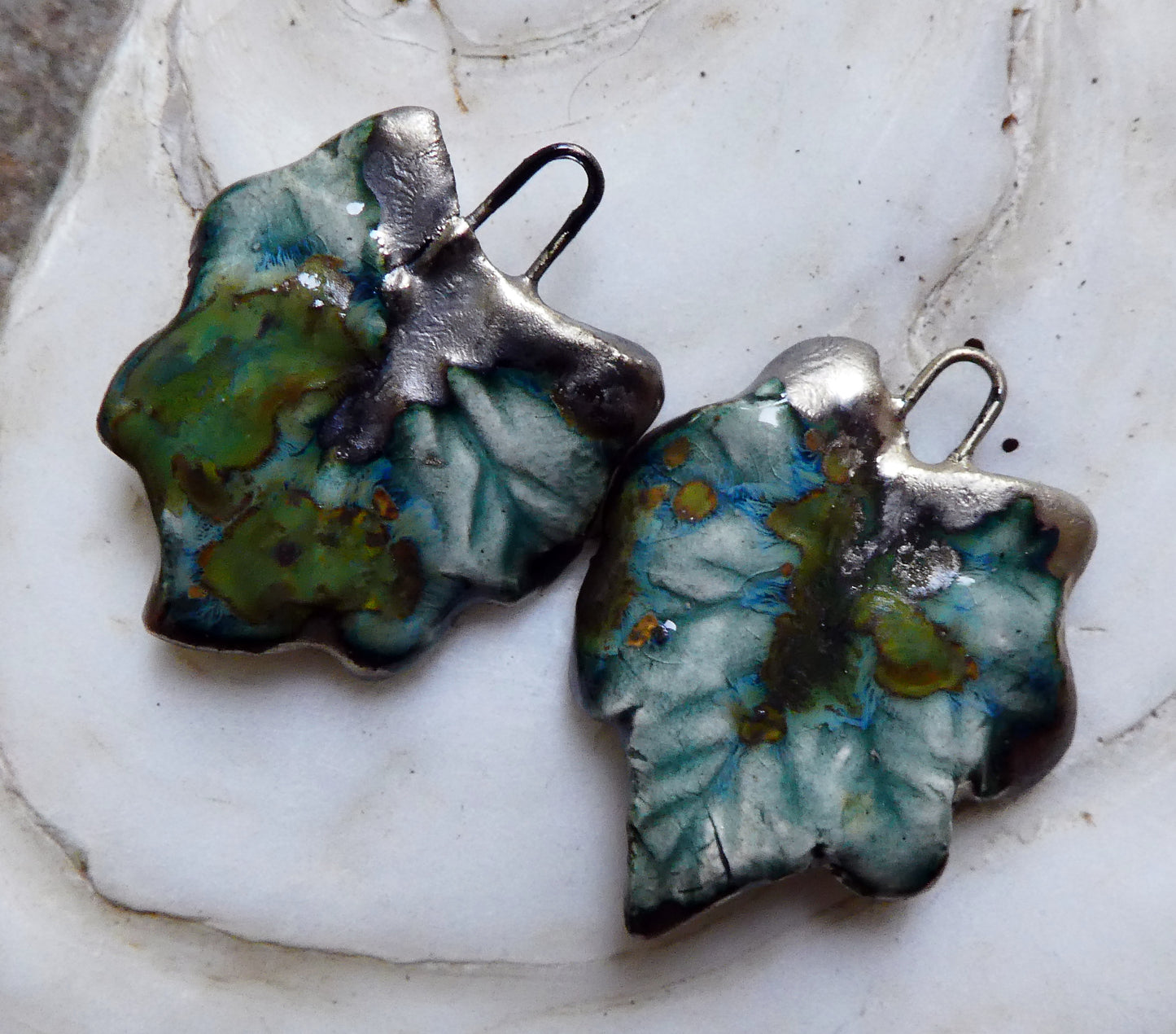 Ceramic Leaf Charms -Mystic Jade