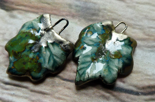 Ceramic Leaf Charms -Mystic Jade