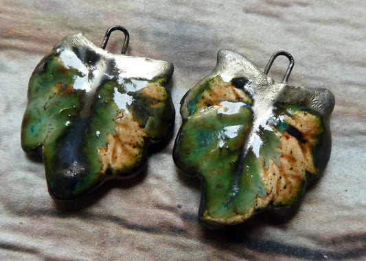Ceramic Leaf Charms -Oriental Caramel