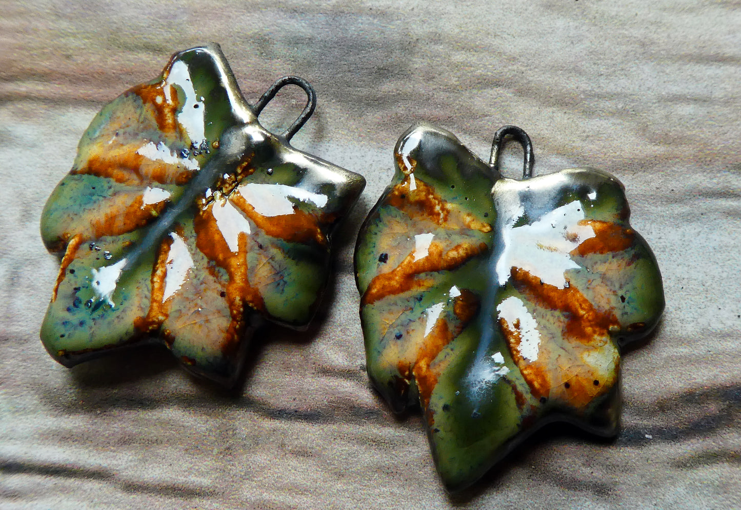 Ceramic Leaf Charms -Amber Ash #2