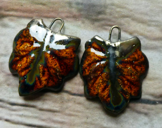Ceramic Leaf Charms - Amber Sparks
