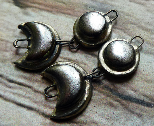 Ceramic Moulded Mystic Moon Dangly Connectors - Gloria