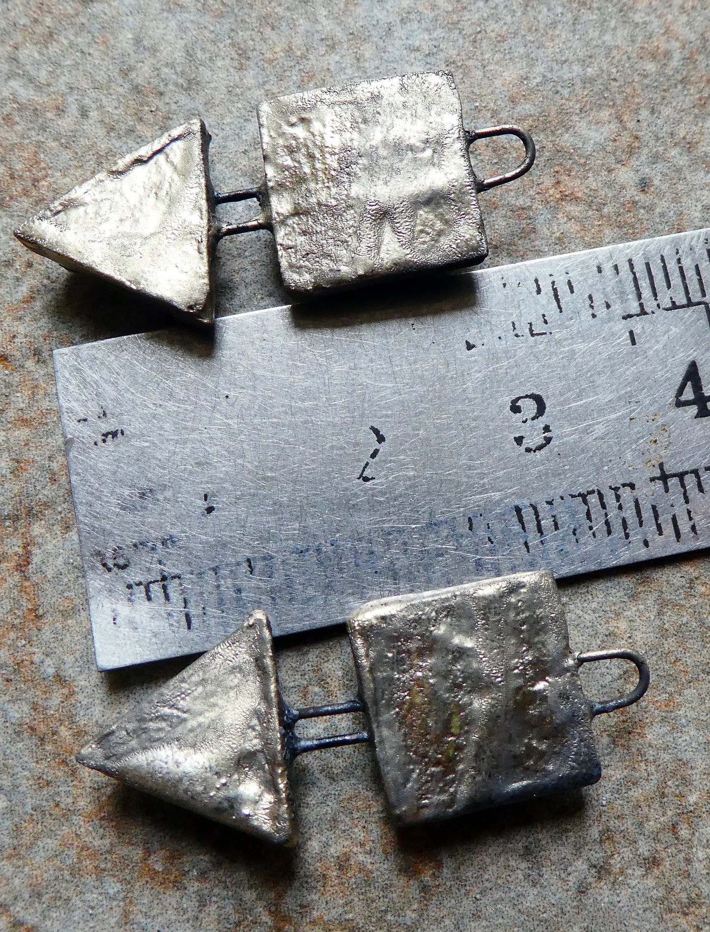 Ceramic Moulded Square and Triangle Charms - Bora Bora