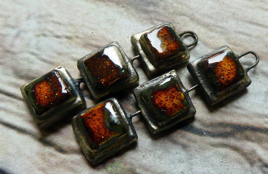 Ceramic Moulded Square Stack Charms - Amber Sparks