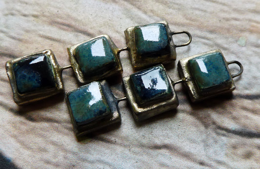 Ceramic Moulded Square Stack Charms - Obsidian