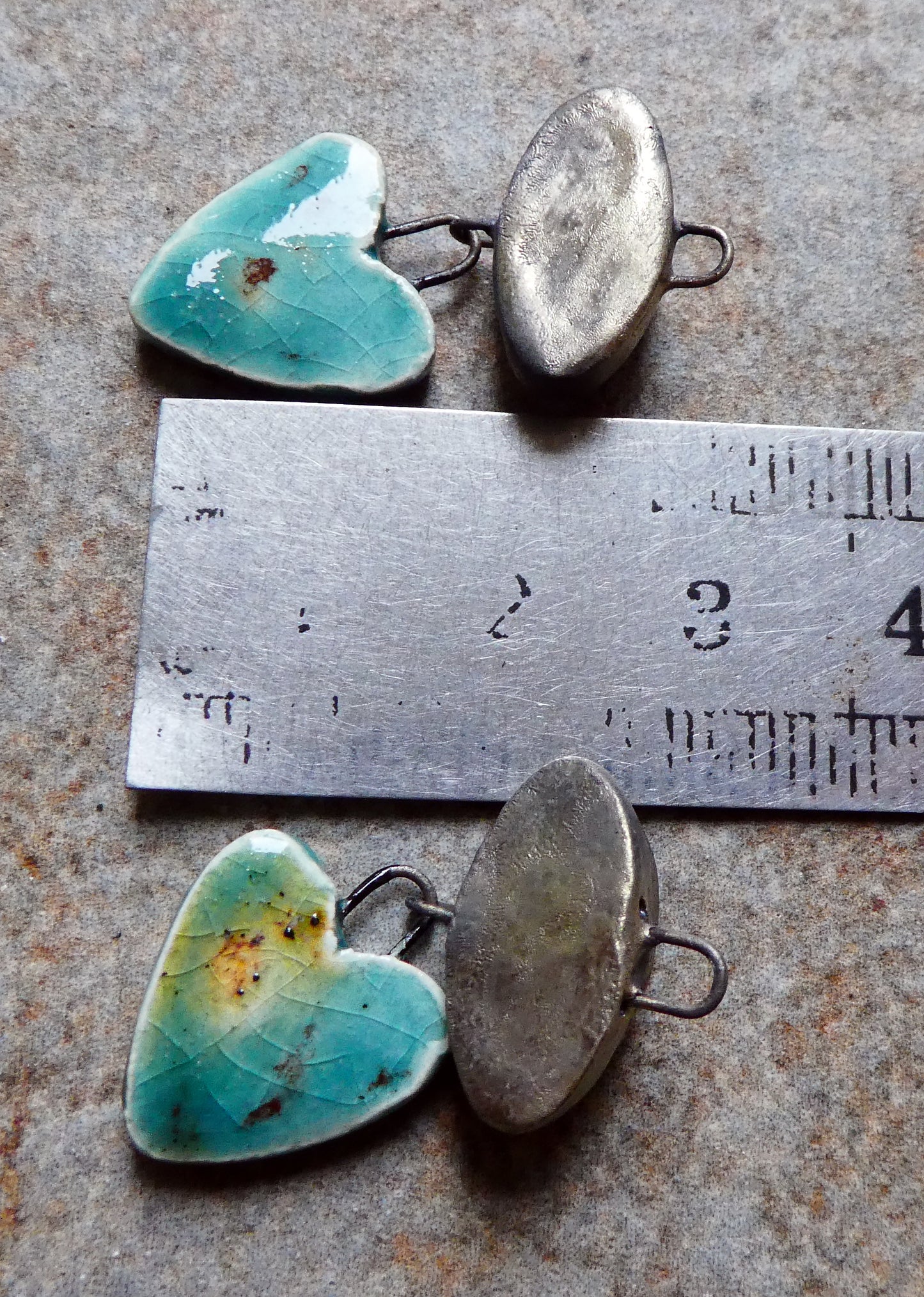 Ceramic Moulded Oval and Leaf Dangles - Lotus Blossom