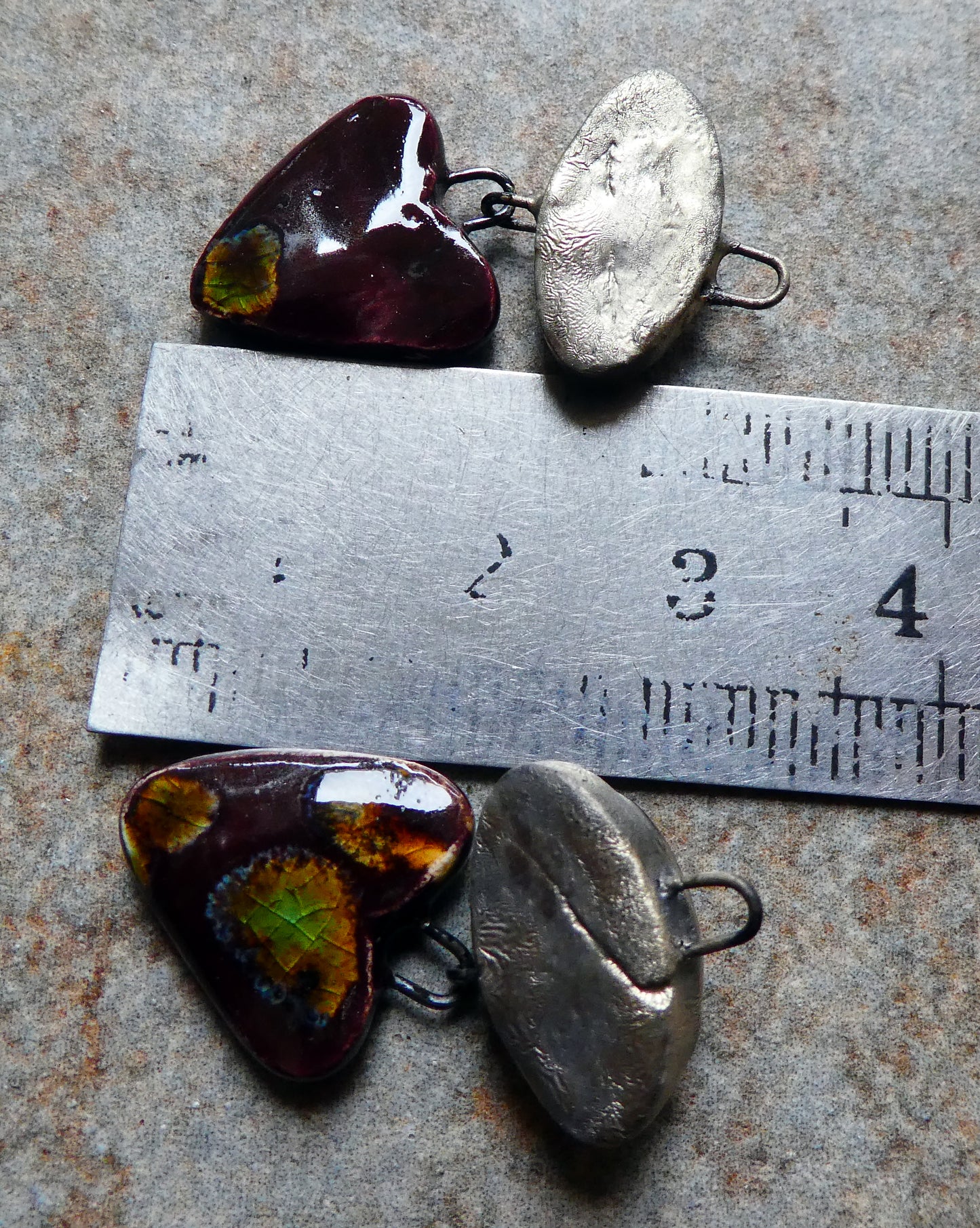 Ceramic Moulded Oval and Leaf Dangles - Murano