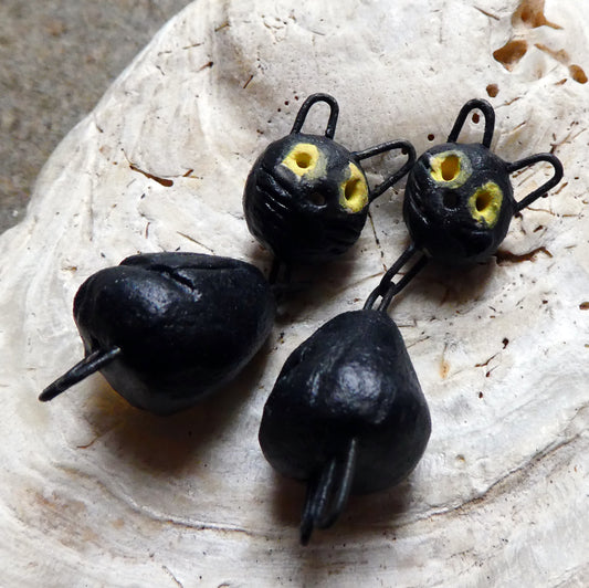 Ceramic Dangly Cat Connectors - Matte Black