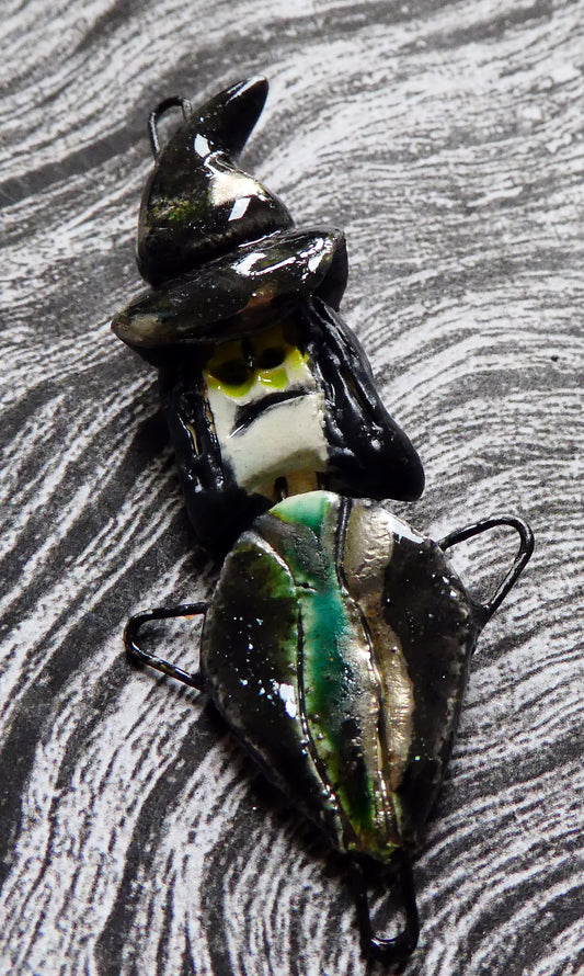 Ceramic Single Witch Connectors - Antique Turquoise