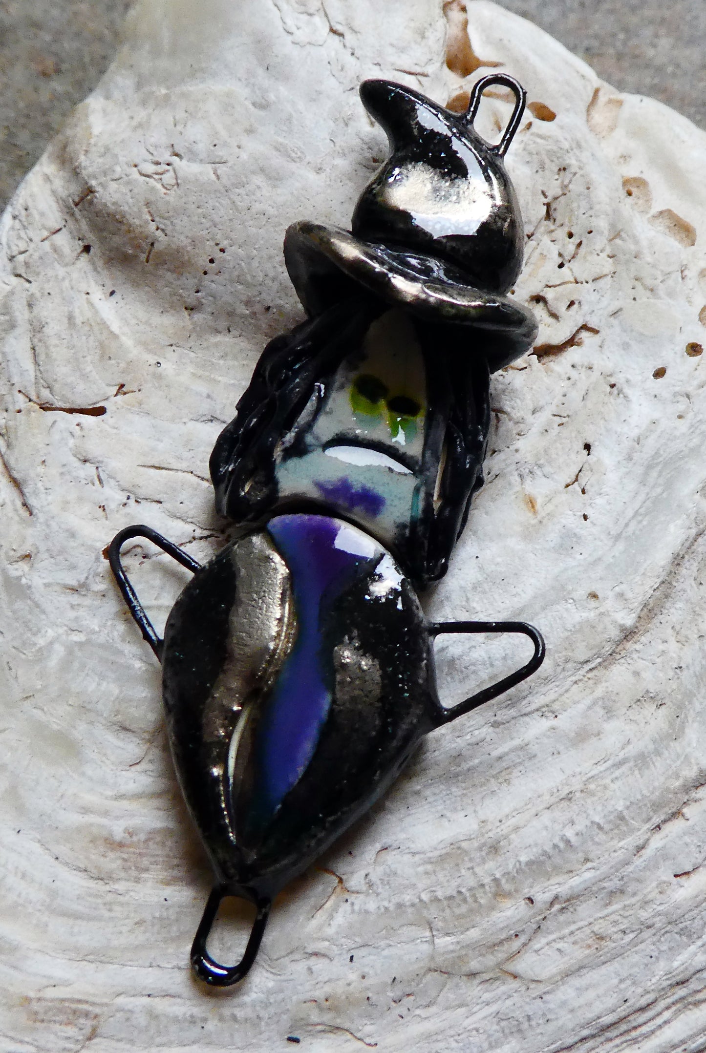 Ceramic Single Witch Connectors - Dark Purple